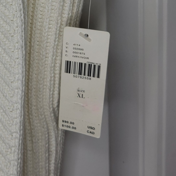 Anthropologie Off the Shoulder, Sleeveless Top, Women's XL, White NWT - Picture 3 of 4